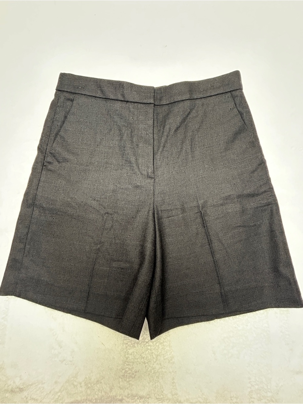 J. CREW Black Linen Blend High-Rise Bermuda Shorts Tailored Size 6